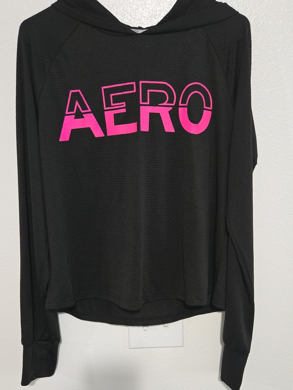 Aeropostale Black Hoodie with Hot Pink AERO Logo